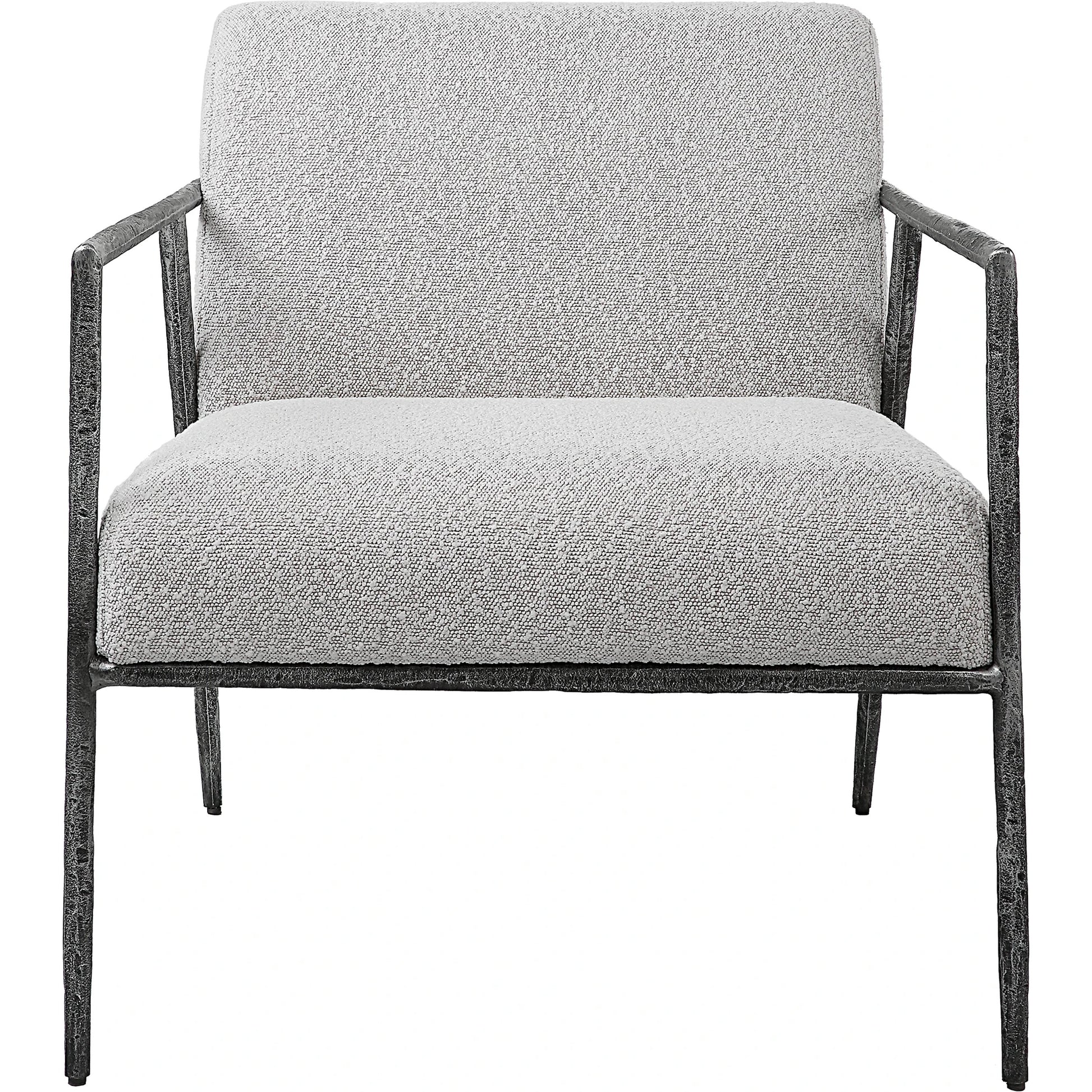 Brisbane Chair by Uttermost in ivory, gray and charcoal. Made from cast iron, mdf, foam, fabric in a transitional style.