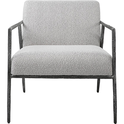 Brisbane Chair by Uttermost in ivory, gray and charcoal. Made from cast iron, mdf, foam, fabric in a transitional style.