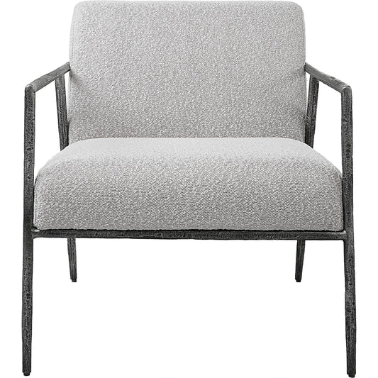 Brisbane Chair by Uttermost in ivory, gray and charcoal. Made from cast iron, mdf, foam, fabric in a transitional style.