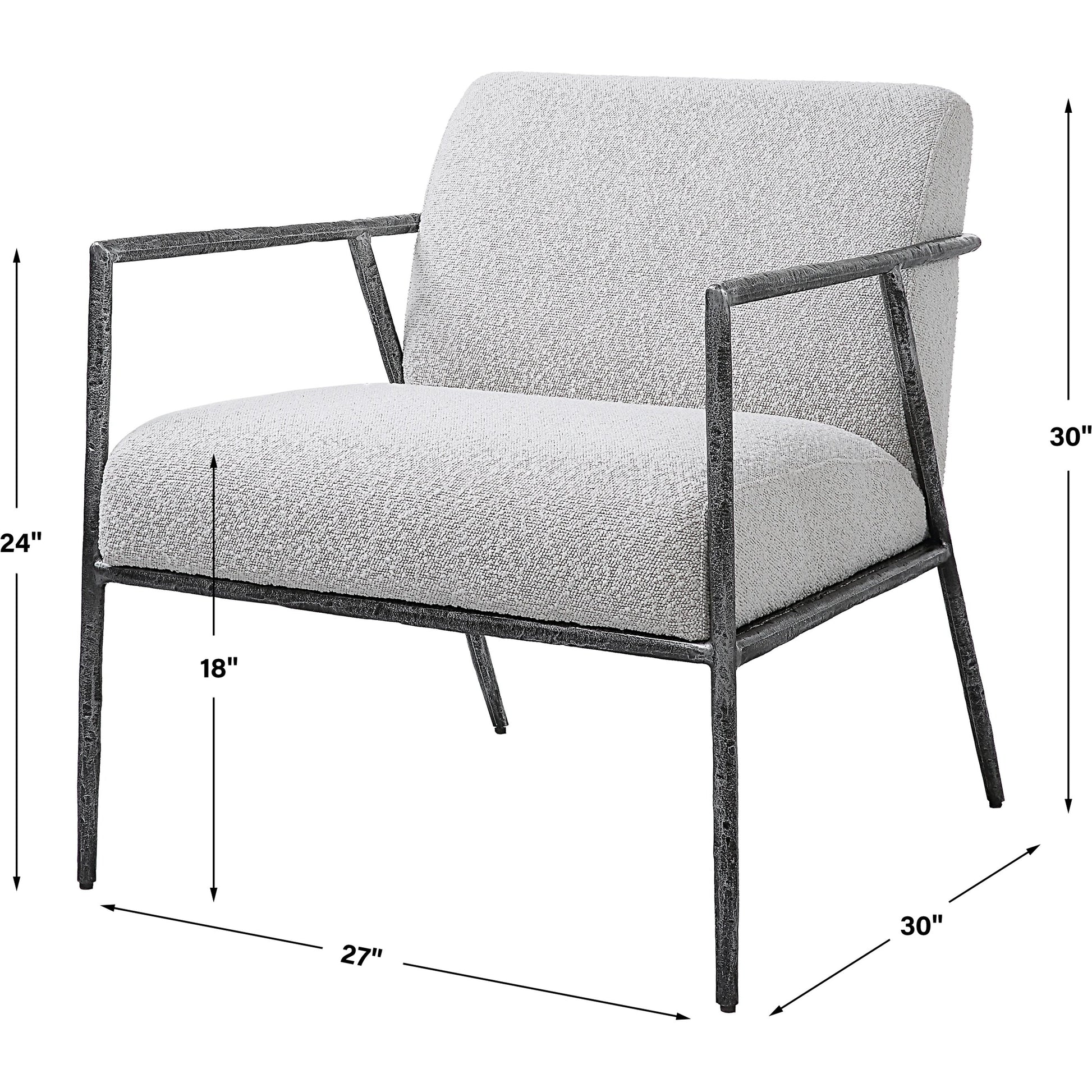 Brisbane Chair by Uttermost in ivory, gray and charcoal. Made from cast iron, mdf, foam, fabric in a transitional style.