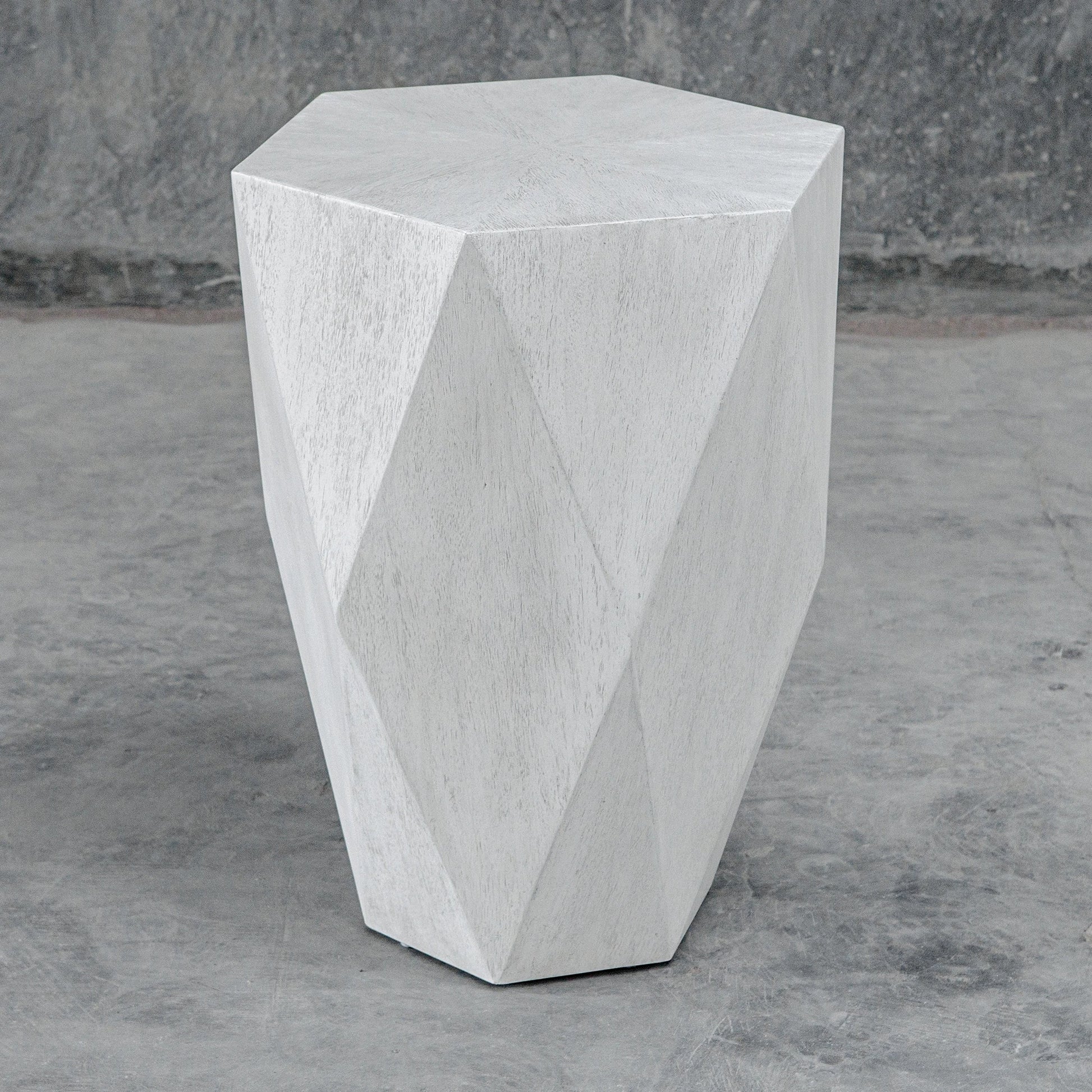 Volker Side Table by Uttermost in white. Made from carb phase 2 with javawood in a eclectic & global style.