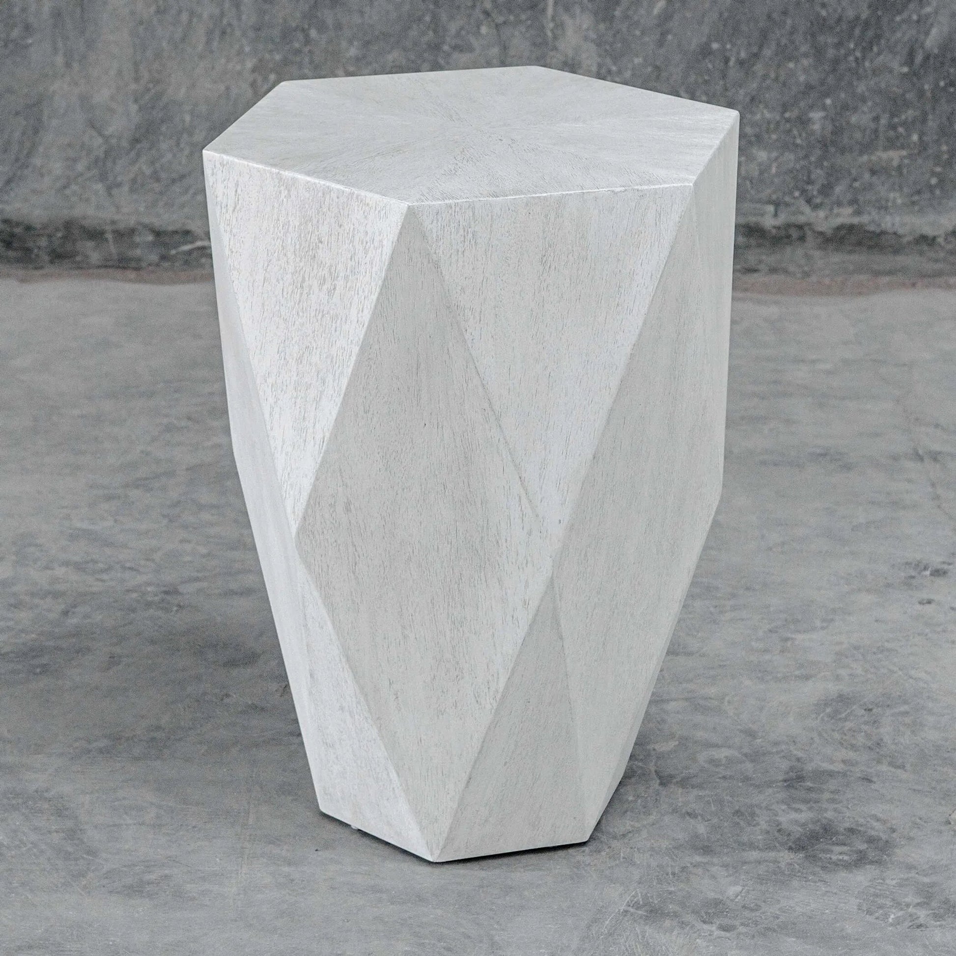Volker Side Table by Uttermost in white. Made from carb phase 2 with javawood in a eclectic & global style.