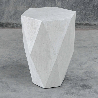 Volker Side Table by Uttermost in white. Made from carb phase 2 with javawood in a eclectic & global style.