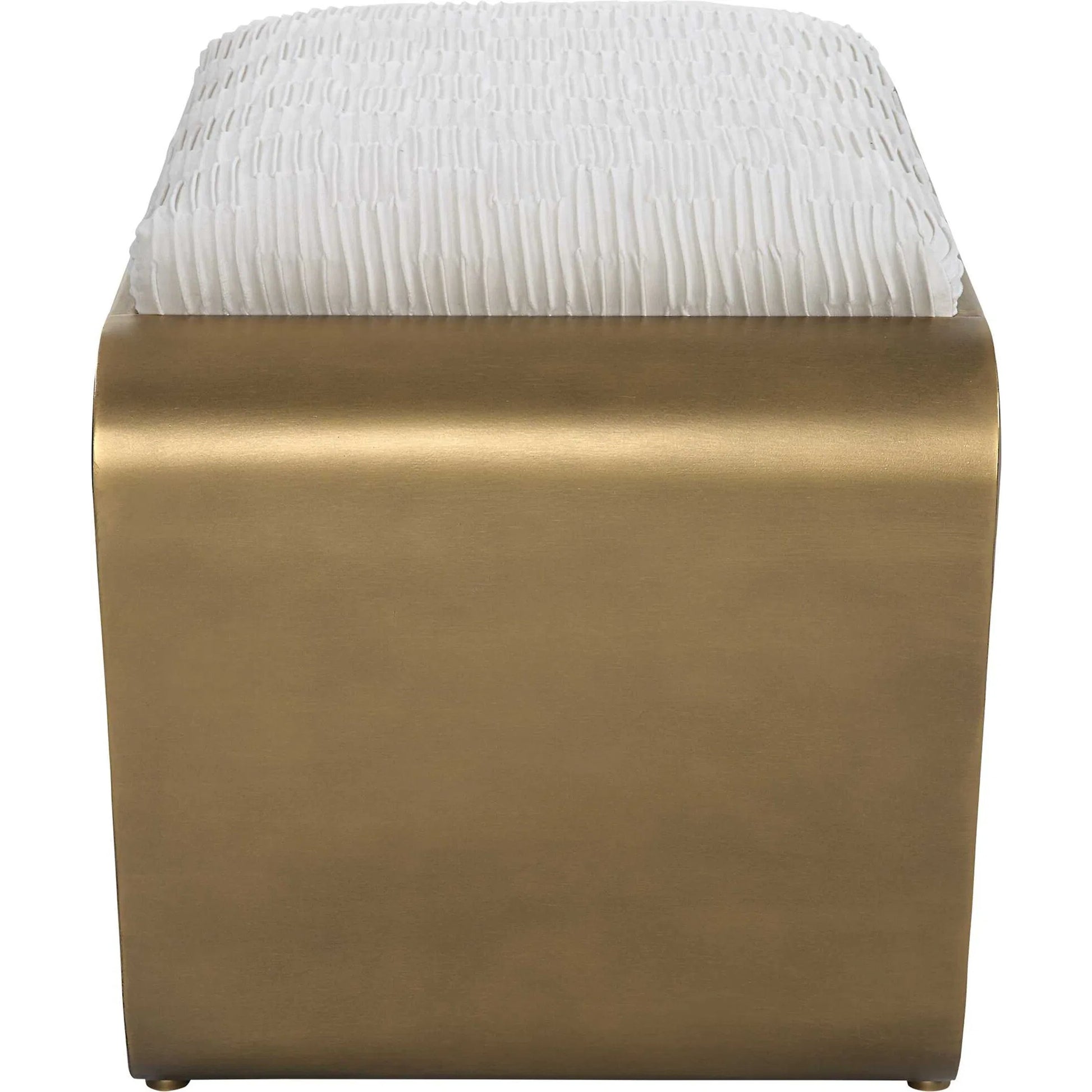 Hoop Bench by Uttermost in antique gold. Made from iron, mdf, polyester, foam in a modern style.
