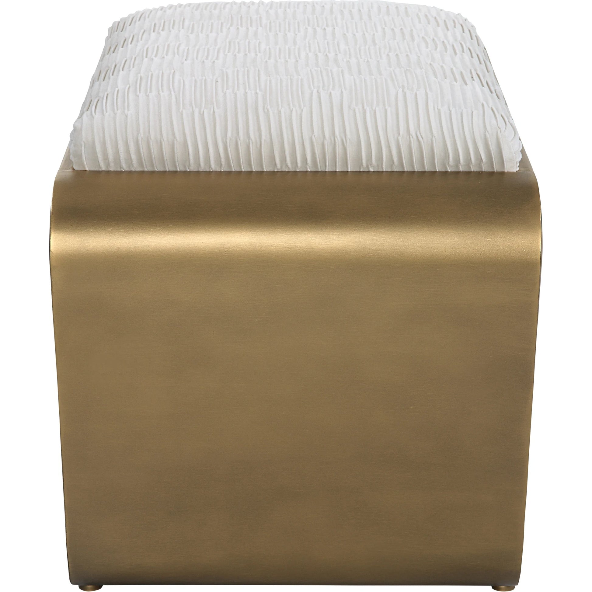 Hoop Bench by Uttermost in antique gold. Made from iron, mdf, polyester, foam in a modern style.