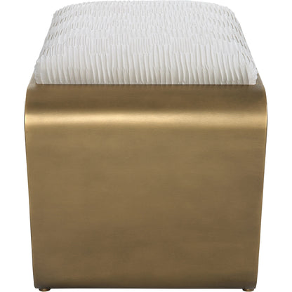 Hoop Bench by Uttermost in antique gold. Made from iron, mdf, polyester, foam in a modern style.