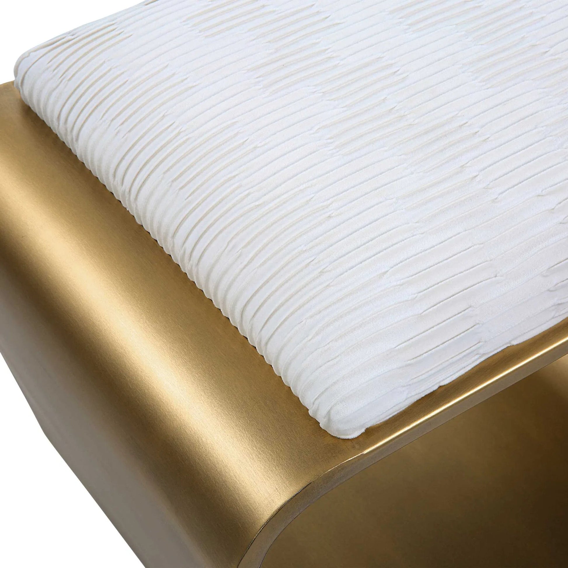 Hoop Bench by Uttermost in antique gold. Made from iron, mdf, polyester, foam in a modern style.
