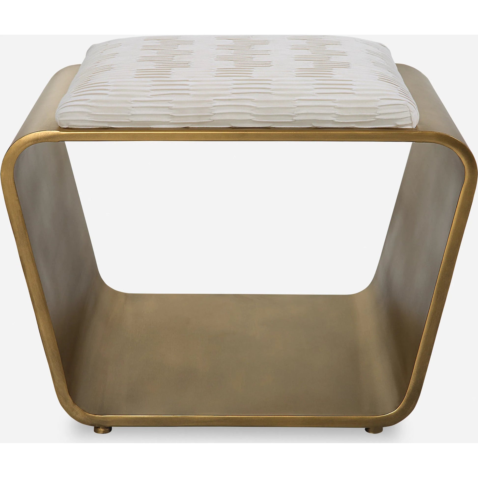 Hoop Bench by Uttermost in antique gold. Made from iron, mdf, polyester, foam in a modern style.