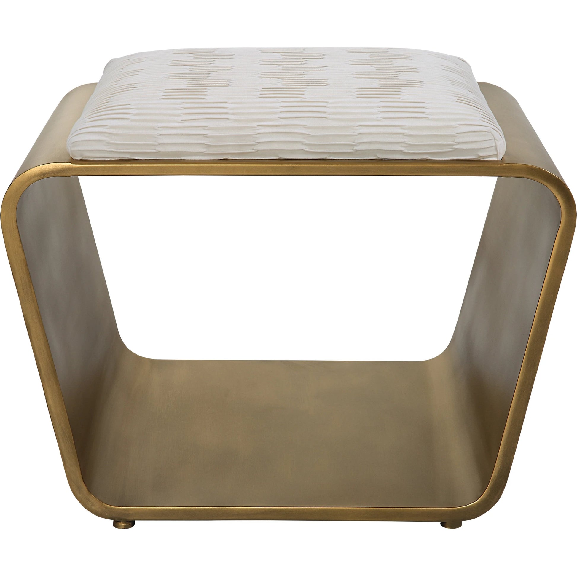 Hoop Bench by Uttermost in antique gold. Made from iron, mdf, polyester, foam in a modern style.
