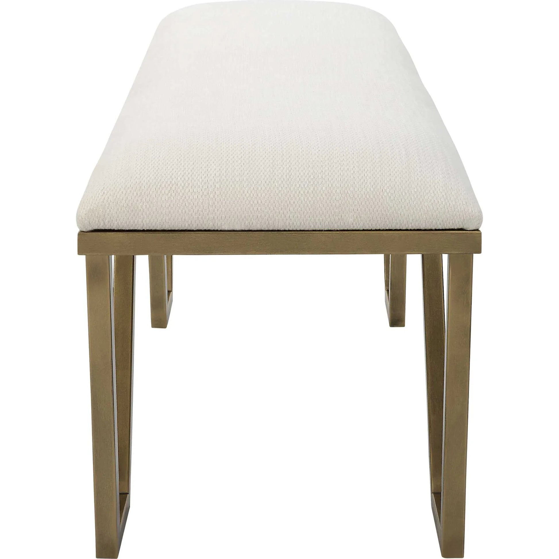 Farrah Bench by Uttermost in antique gold leaf. Made from iron, mdf, polyester, foam in a modern style.