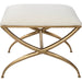 Crossing Bench by Uttermost in gold. Made from foam, fabric, iron, mdf in a transitional style.