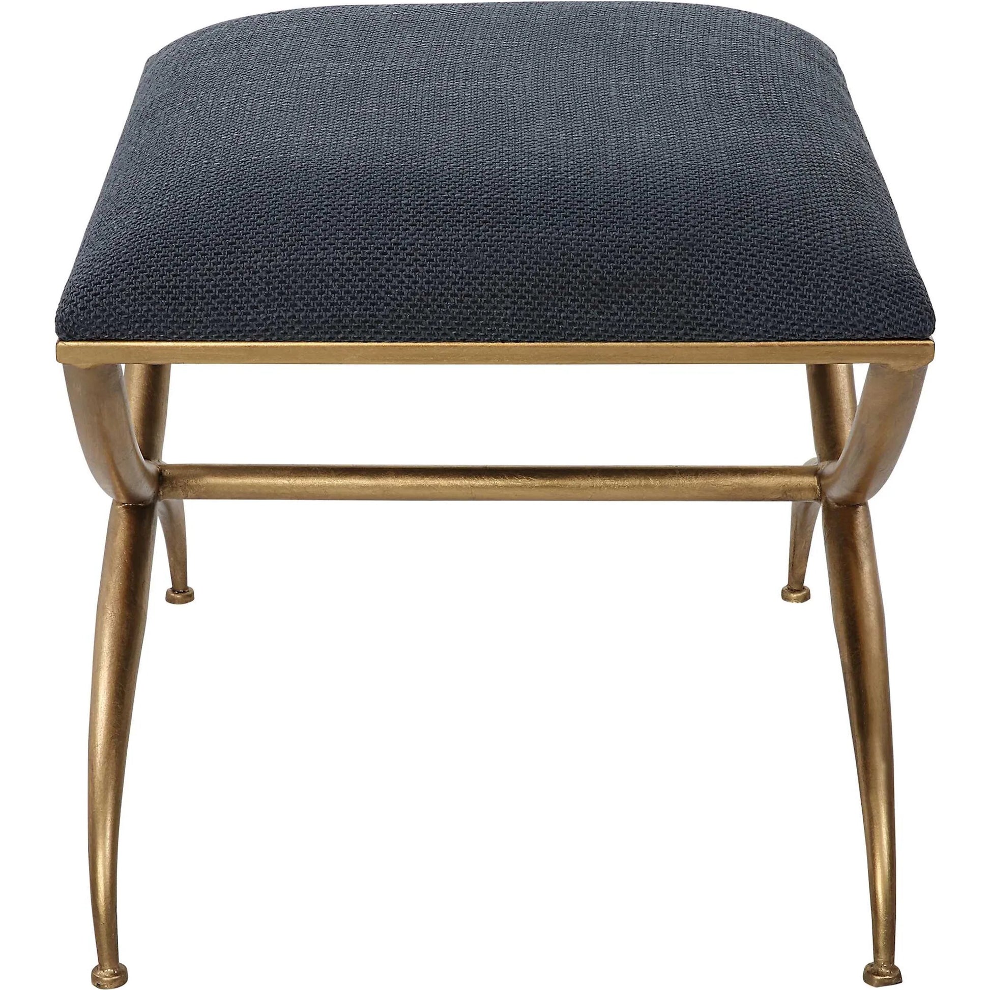 Crossing Bench by Uttermost in gold. Made from foam, fabric, iron, mdf in a transitional style.