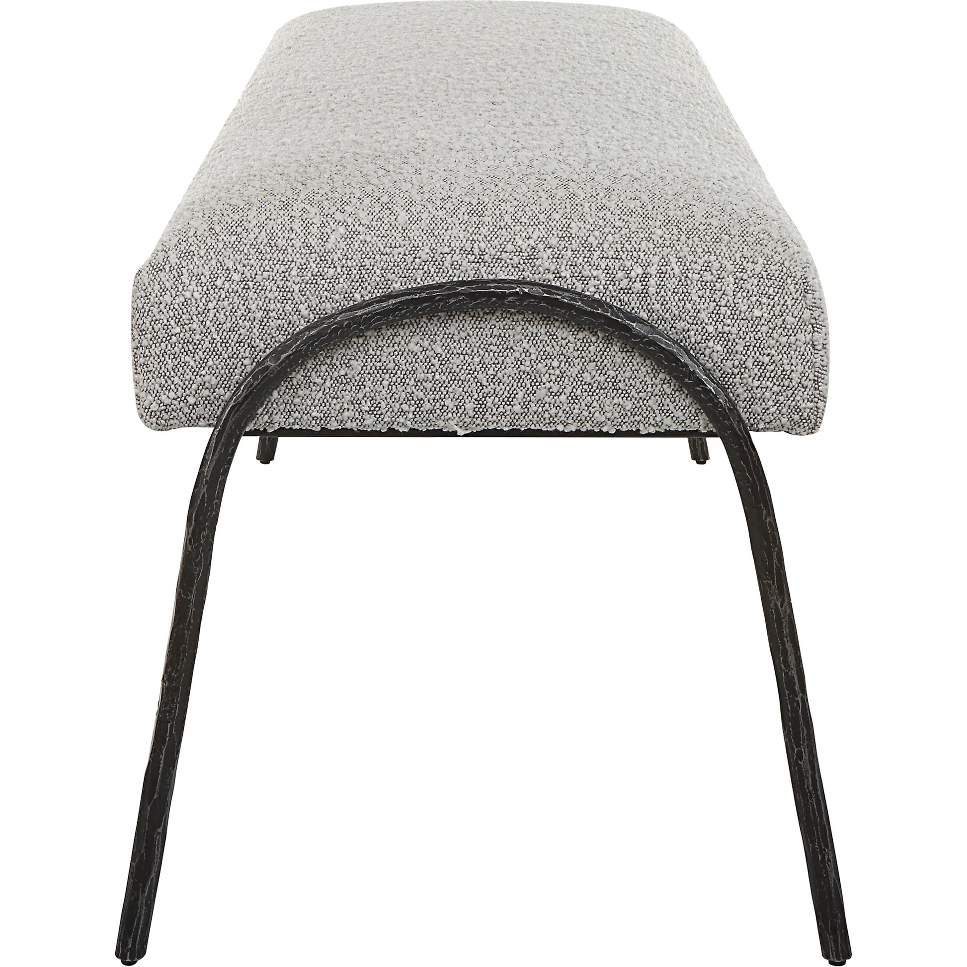 Jacobsen Bench by Uttermost in ivory, warm gray. Made from fabric, foam, plywood, iron in a modern style.