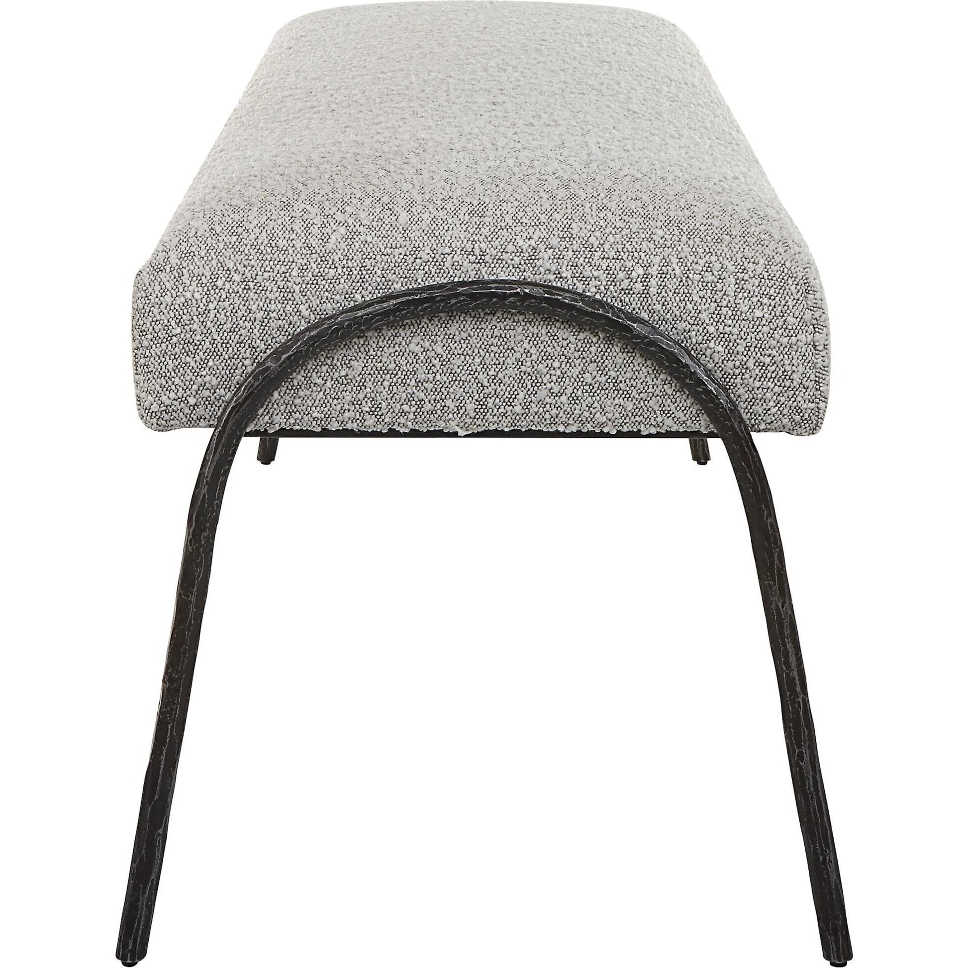 Jacobsen Bench by Uttermost in ivory, warm gray. Made from fabric, foam, plywood, iron in a modern style.