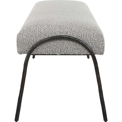 Jacobsen Bench by Uttermost in ivory, warm gray. Made from fabric, foam, plywood, iron in a modern style.