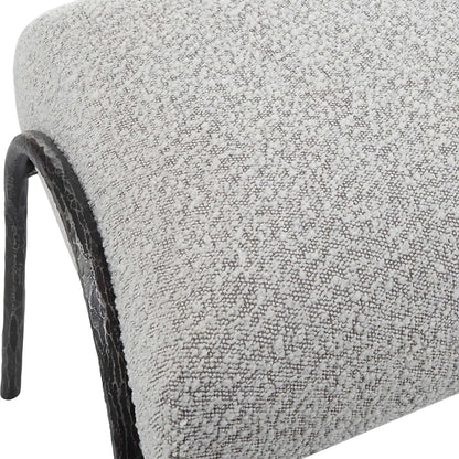 Jacobsen Bench by Uttermost in ivory, warm gray. Made from fabric, foam, plywood, iron in a modern style.