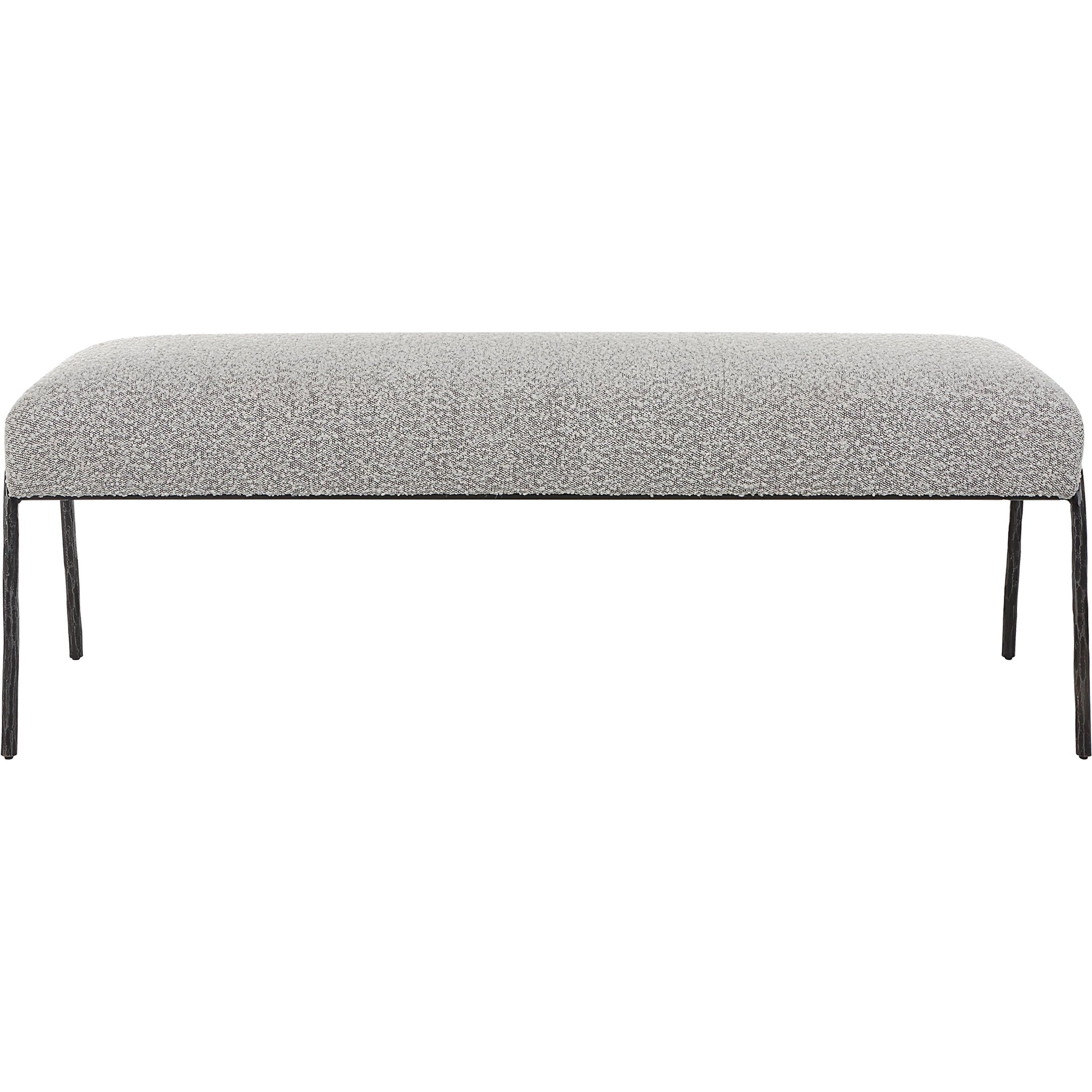 Jacobsen Bench by Uttermost in ivory, warm gray. Made from fabric, foam, plywood, iron in a modern style.