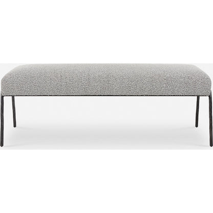 Jacobsen Bench by Uttermost in ivory, warm gray. Made from fabric, foam, plywood, iron in a modern style.