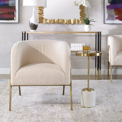 Jacobsen Shearling Accent Chair by Uttermost. Made from fabric, foam, plywood, iron in a modern style.