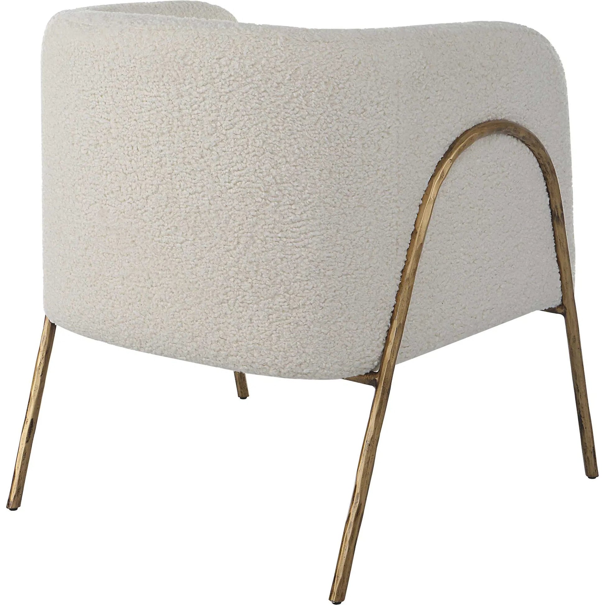 Jacobsen Shearling Accent Chair by Uttermost. Made from fabric, foam, plywood, iron in a modern style.