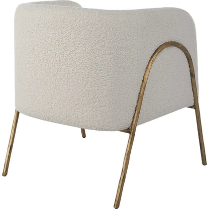 Jacobsen Shearling Accent Chair by Uttermost. Made from fabric, foam, plywood, iron in a modern style.