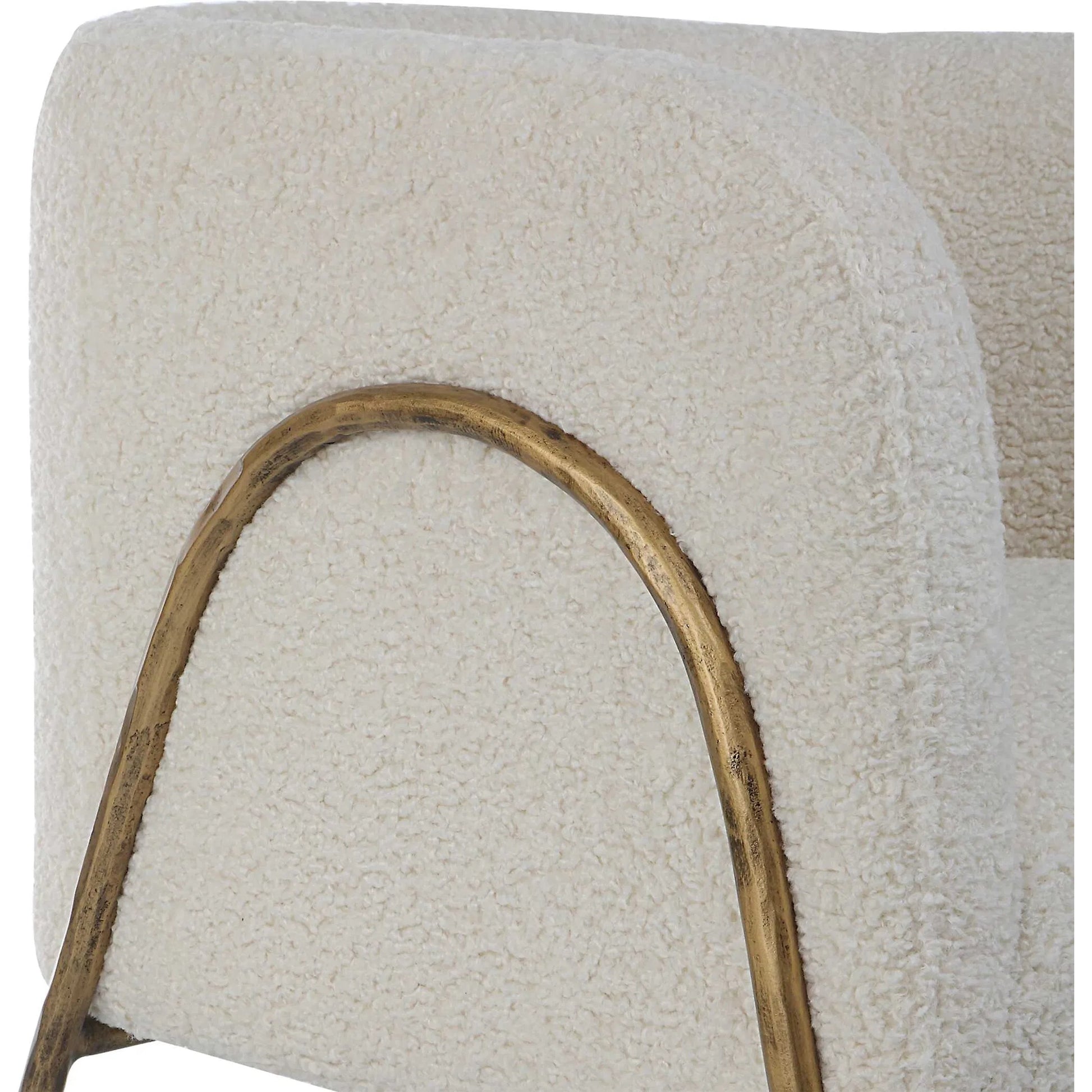 Jacobsen Shearling Accent Chair by Uttermost. Made from fabric, foam, plywood, iron in a modern style.