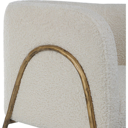 Jacobsen Shearling Accent Chair by Uttermost. Made from fabric, foam, plywood, iron in a modern style.
