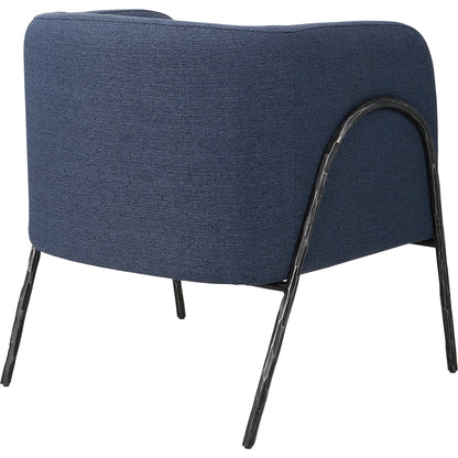 Jacobsen Denim Accent Chair by Uttermost in blue denim and blue denim. Made from fabric, foam, plywood, iron in a modern style.