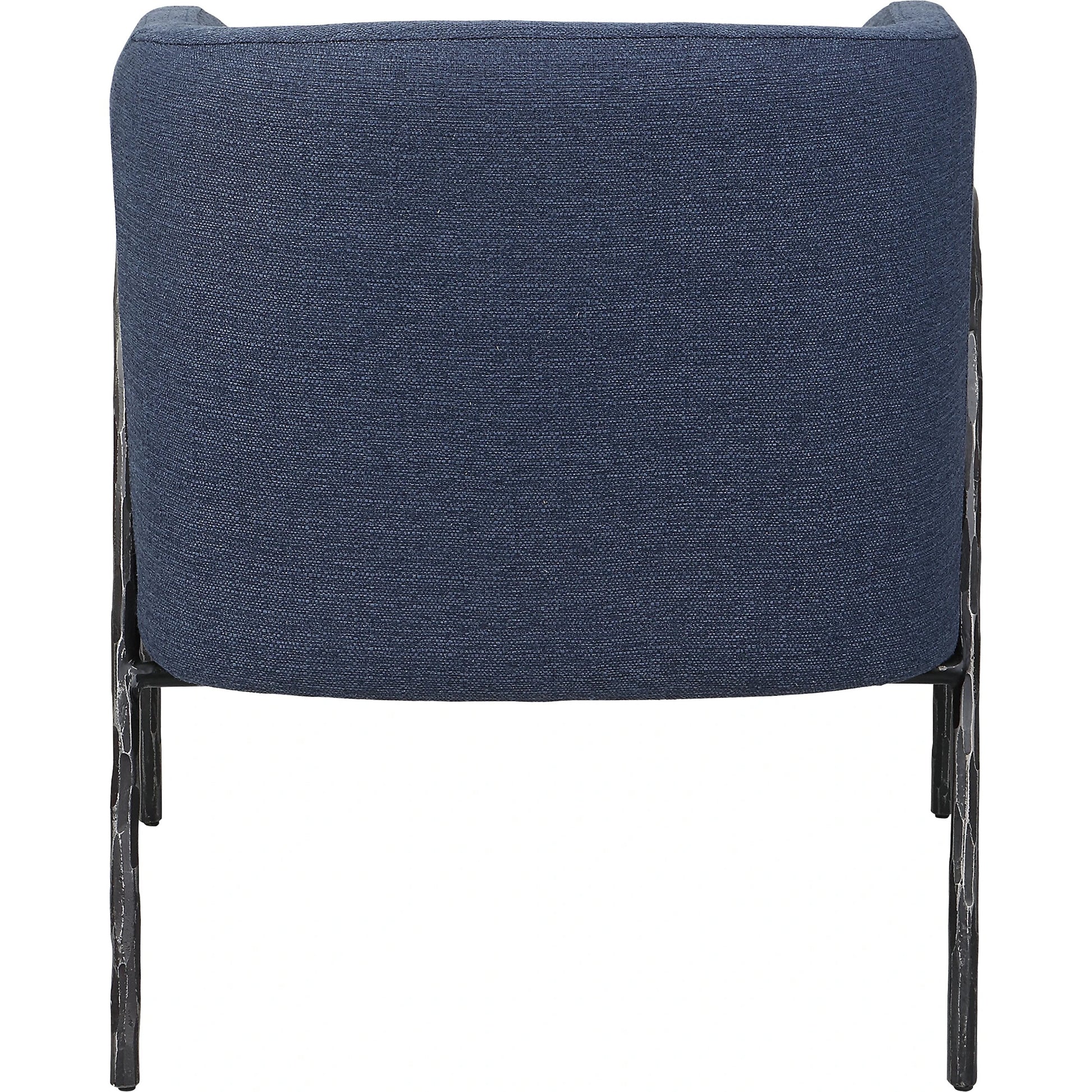 Jacobsen Denim Accent Chair by Uttermost in blue denim and blue denim. Made from fabric, foam, plywood, iron in a modern style.