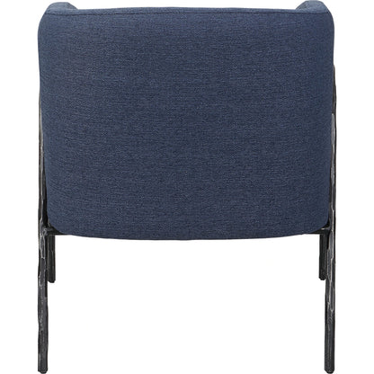 Jacobsen Denim Accent Chair by Uttermost in blue denim and blue denim. Made from fabric, foam, plywood, iron in a modern style.