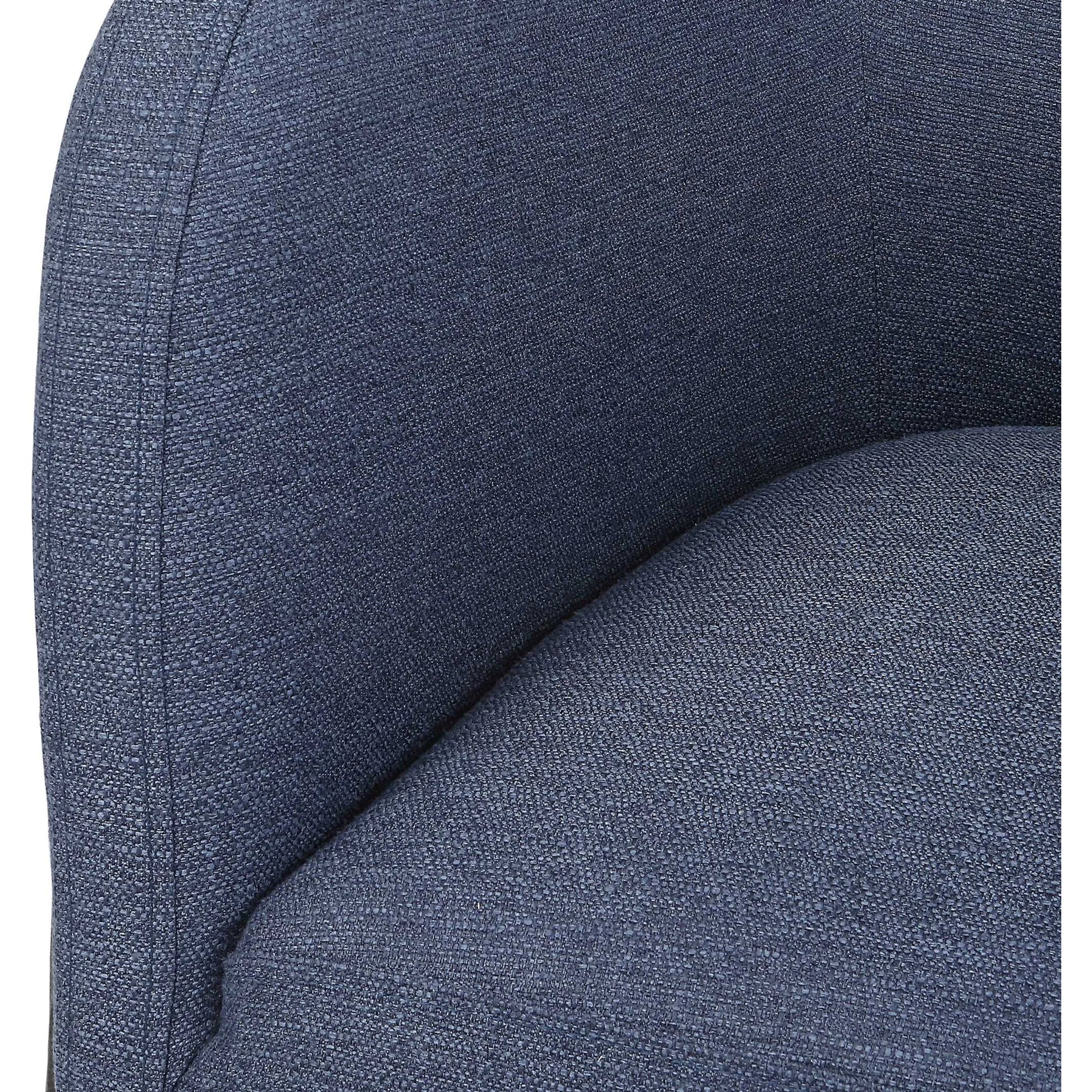 Jacobsen Denim Accent Chair by Uttermost in blue denim and blue denim. Made from fabric, foam, plywood, iron in a modern style.