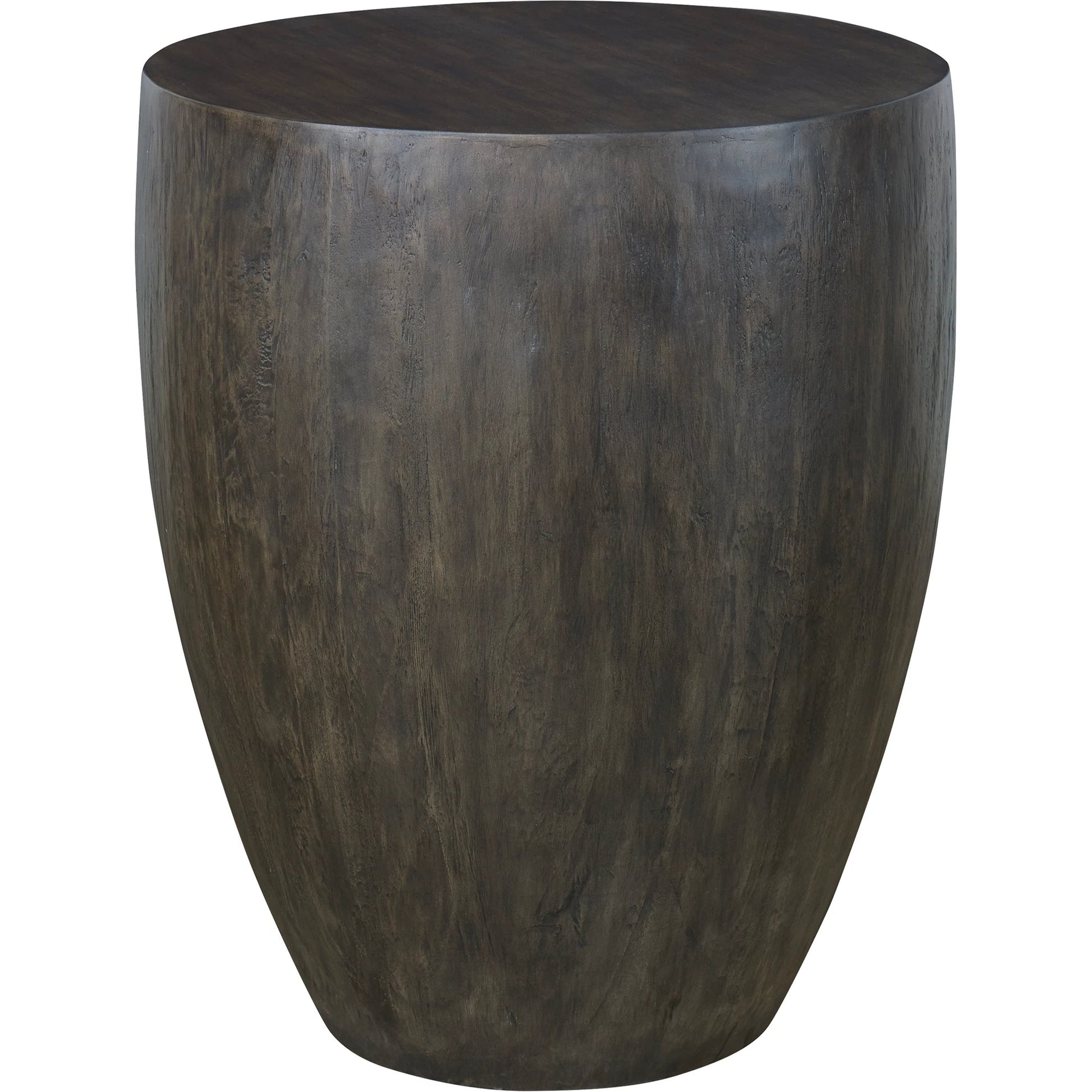 Lark Minimalist End Table by Uttermost in walnut. Made from carb phase 2 with fiberglass in a modern style.