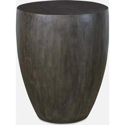 Lark Minimalist End Table by Uttermost in walnut. Made from carb phase 2 with fiberglass in a modern style.