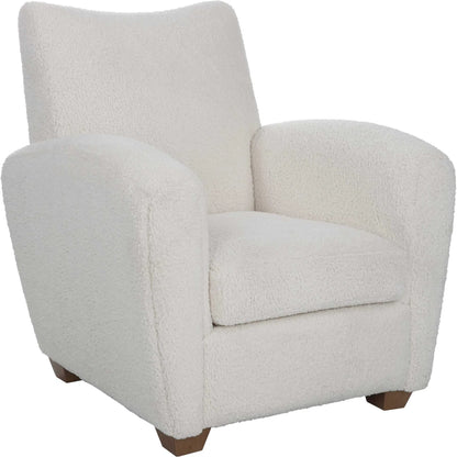 Teddy Accent Chair by Uttermost in walnut. Made from rubber wood, plywood, fabric, foam in a modern style.