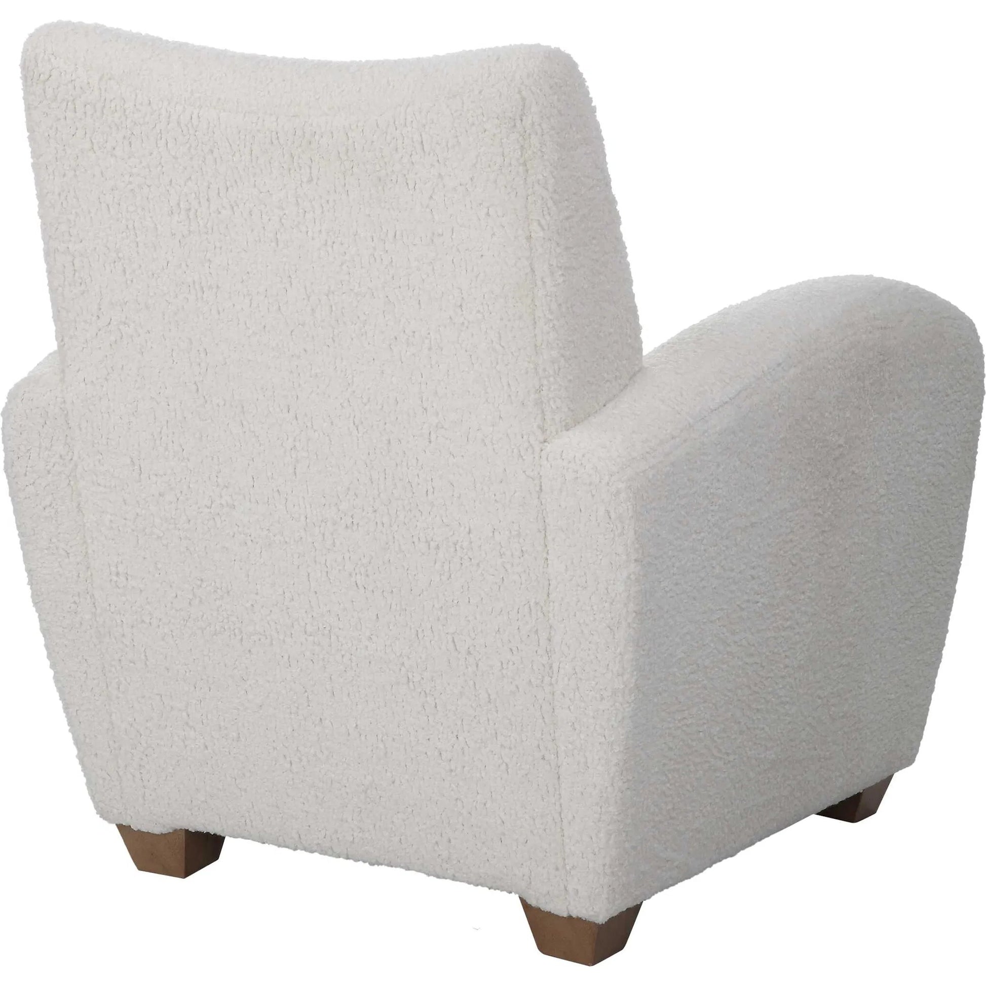 Teddy Accent Chair by Uttermost in walnut. Made from rubber wood, plywood, fabric, foam in a modern style.