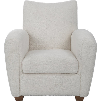 Teddy Accent Chair by Uttermost in walnut. Made from rubber wood, plywood, fabric, foam in a modern style.