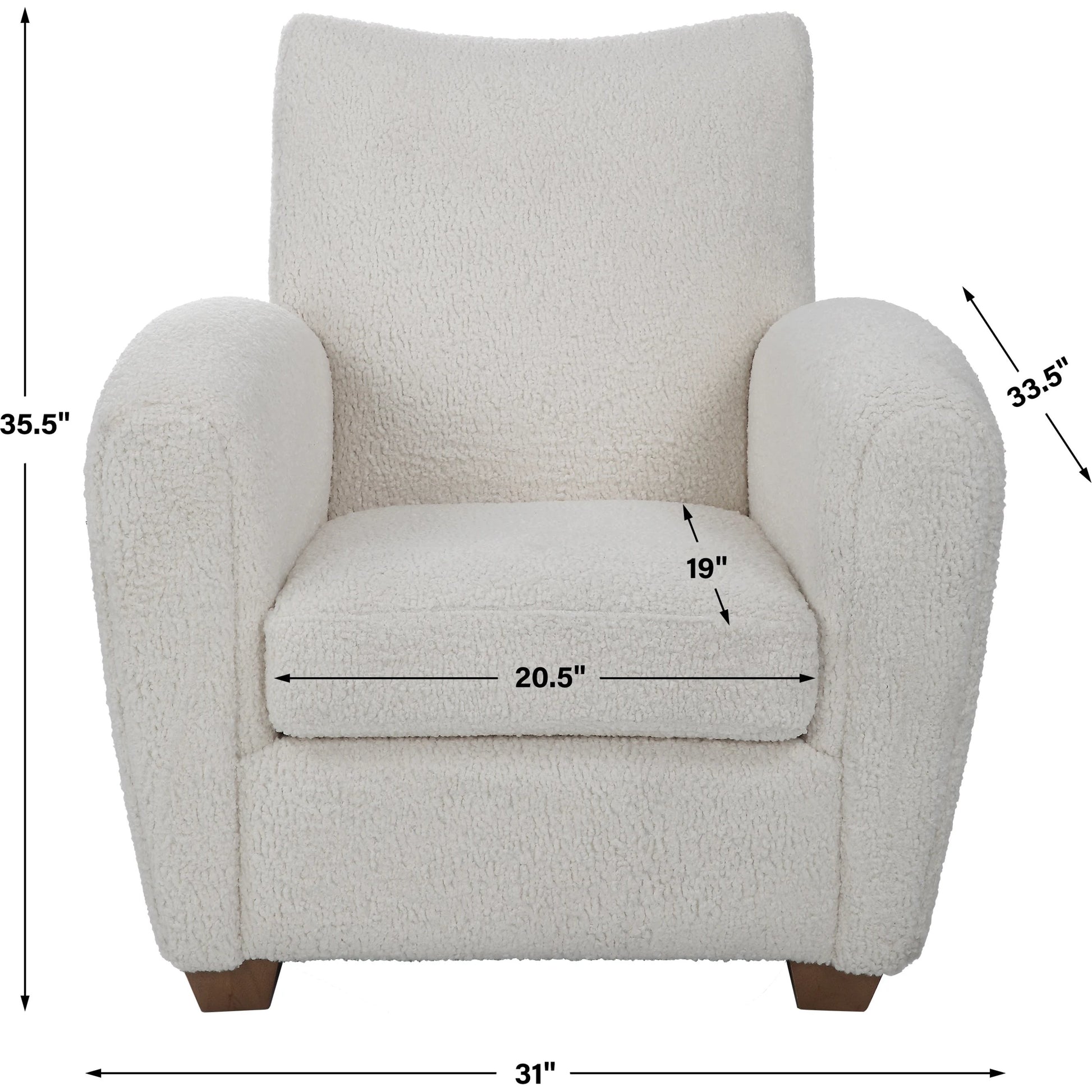 Teddy Accent Chair by Uttermost in walnut. Made from rubber wood, plywood, fabric, foam in a modern style.