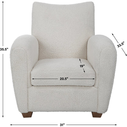 Teddy Accent Chair by Uttermost in walnut. Made from rubber wood, plywood, fabric, foam in a modern style.