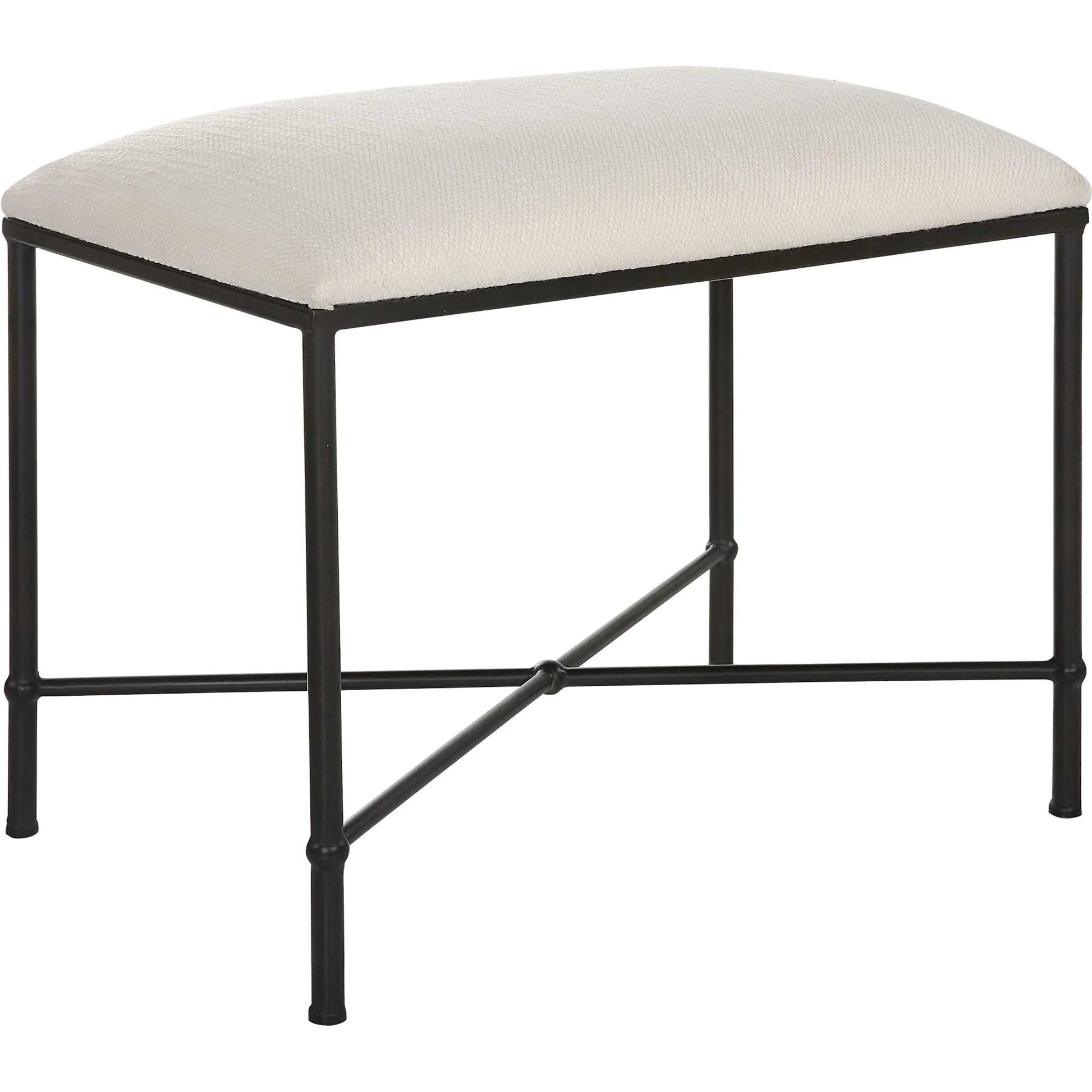 Avenham Small Bench by Uttermost. Made from foam, fabric, mdf, iron in a modern style.