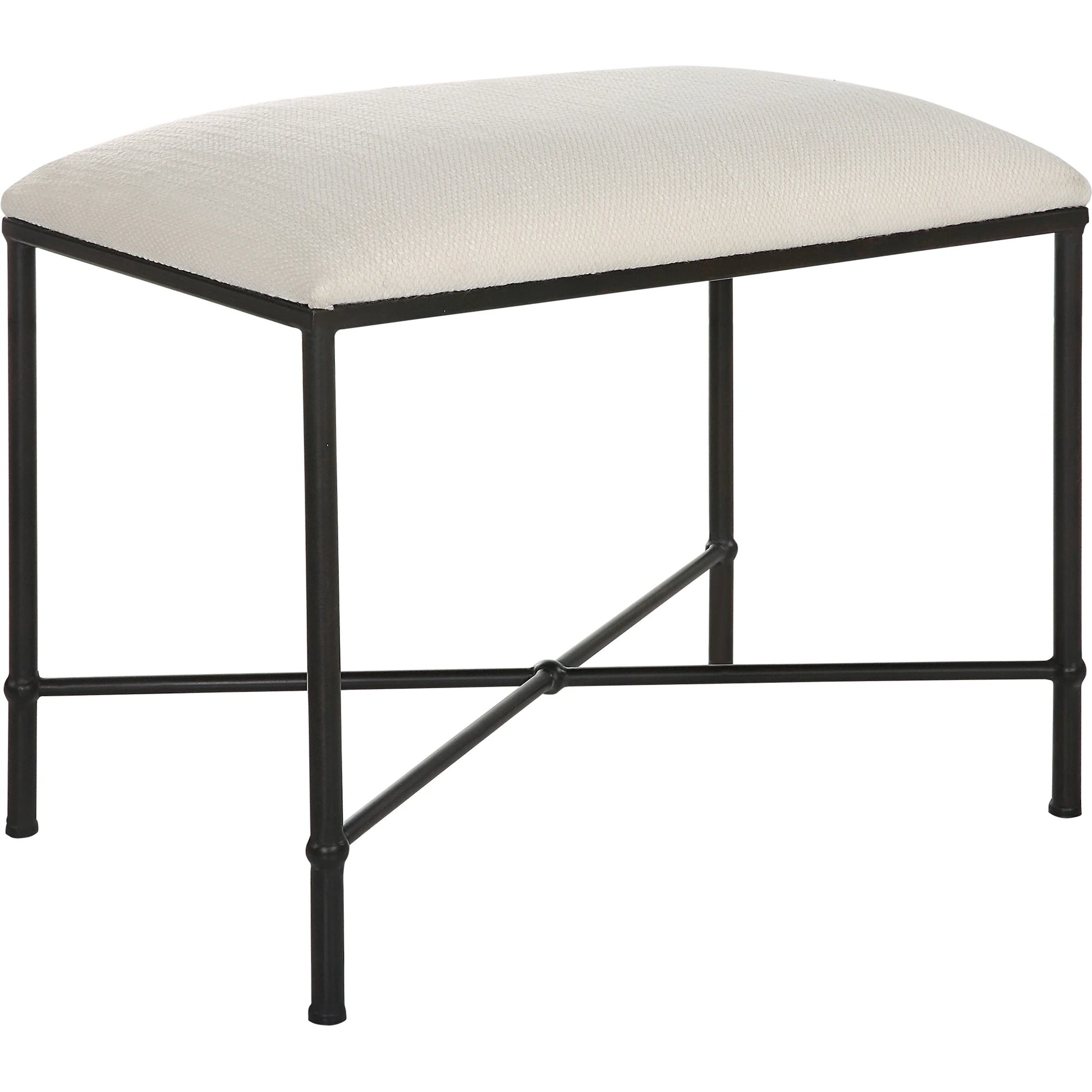 Avenham Small Bench by Uttermost. Made from foam, fabric, mdf, iron in a modern style.