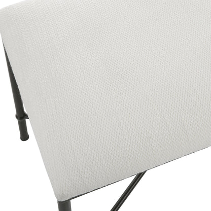 Avenham Small Bench by Uttermost. Made from foam, fabric, mdf, iron in a modern style.