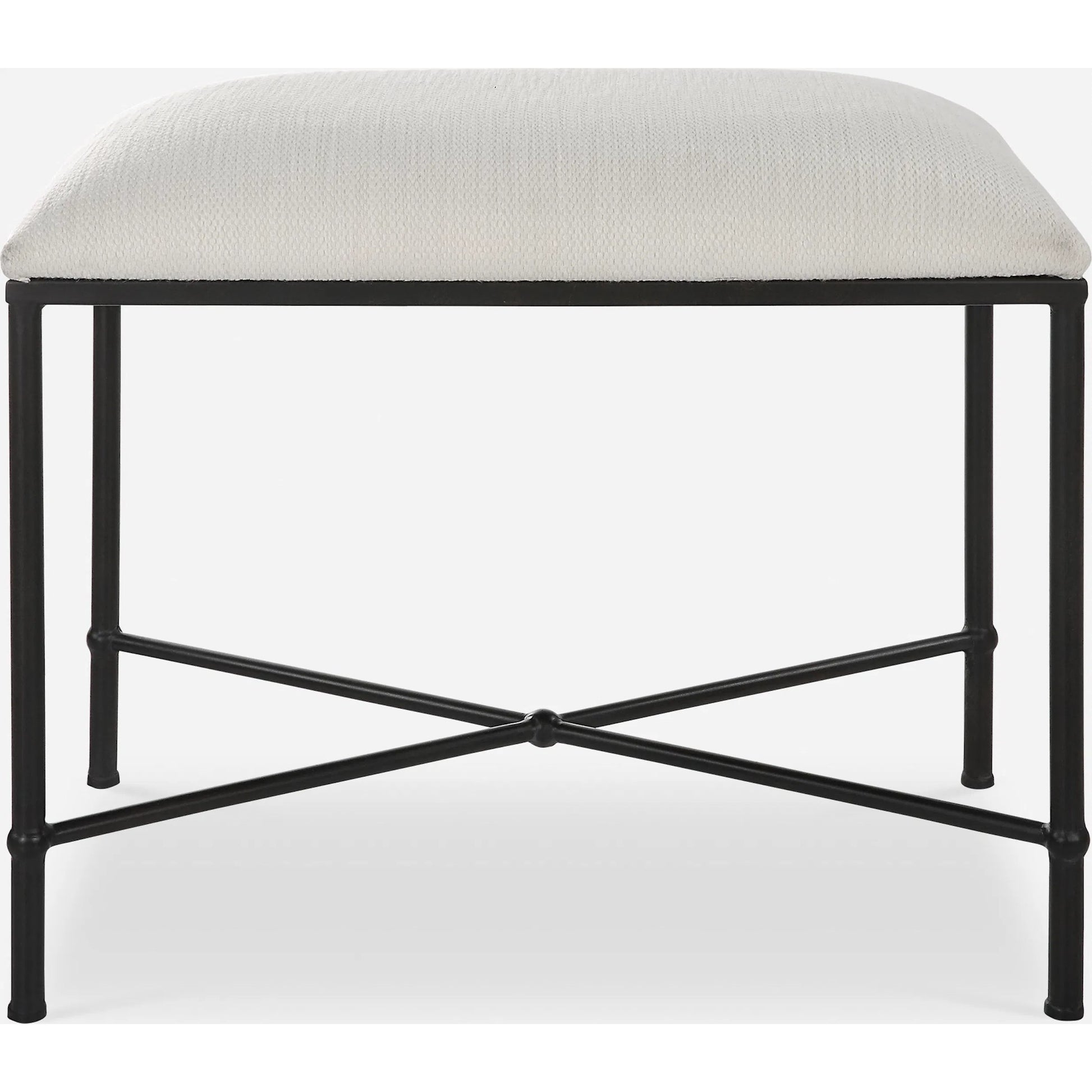Avenham Small Bench by Uttermost. Made from foam, fabric, mdf, iron in a modern style.