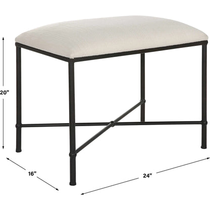 Avenham Small Bench by Uttermost. Made from foam, fabric, mdf, iron in a modern style.