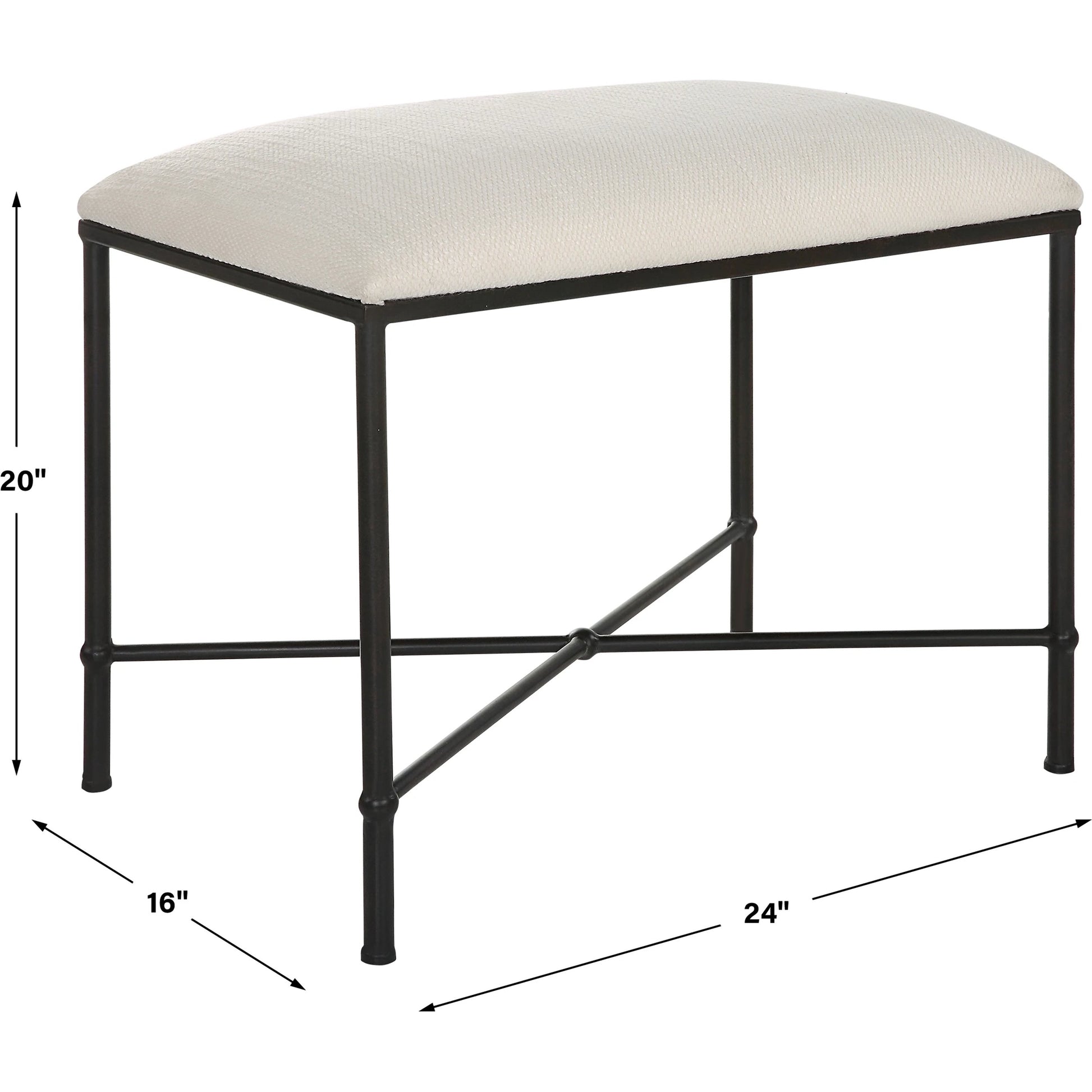 Avenham Small Bench by Uttermost. Made from foam, fabric, mdf, iron in a modern style.