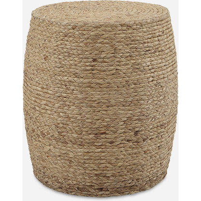 Resort Accent Stool by Uttermost. Made from mdf, straw rope, fir in a coastal style.