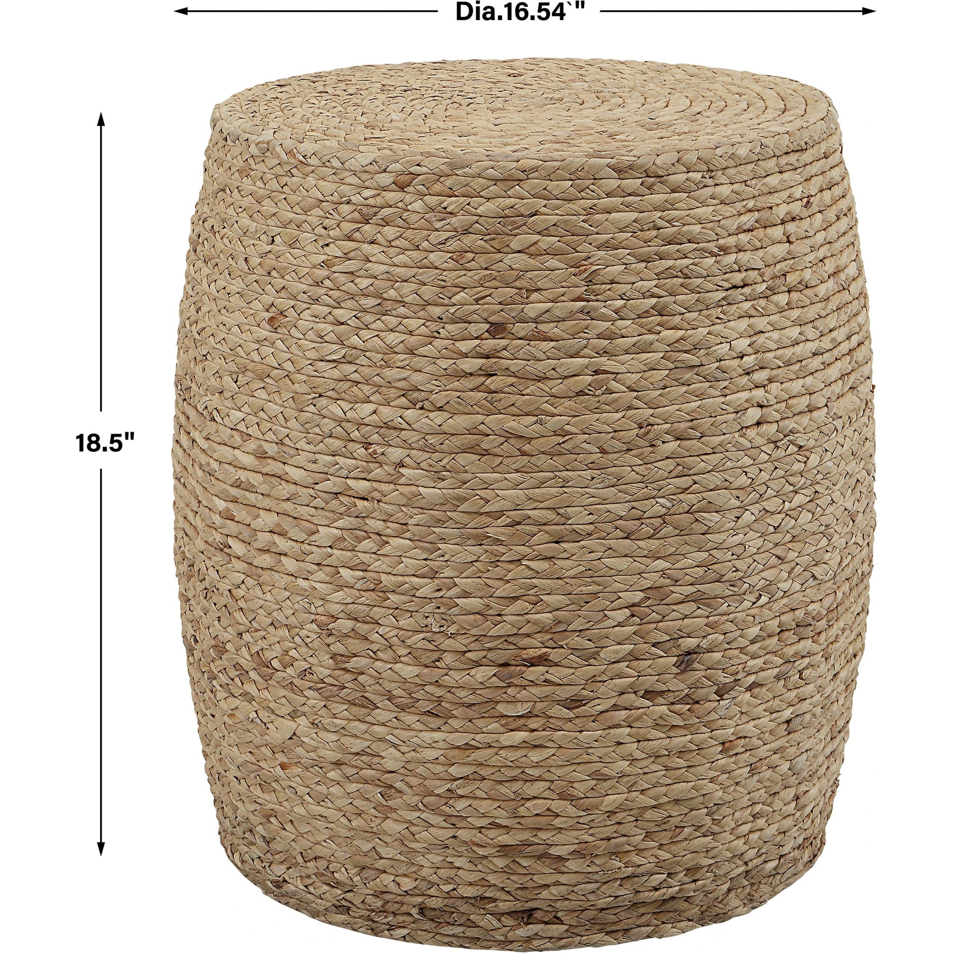 Resort Accent Stool by Uttermost. Made from mdf, straw rope, fir in a coastal style.