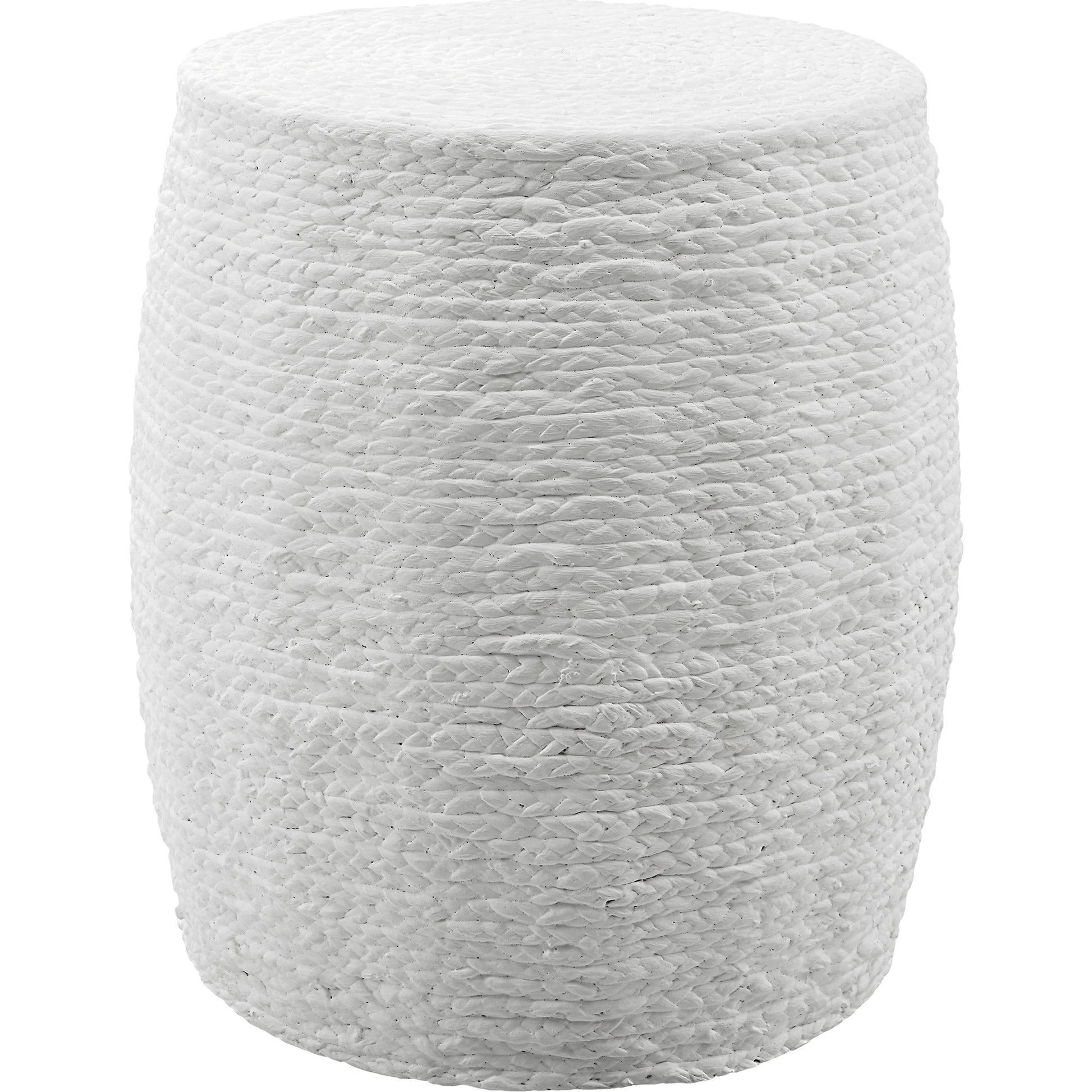 Resort Accent Stool by Uttermost. Made from mdf, straw rope, fir in a coastal style.