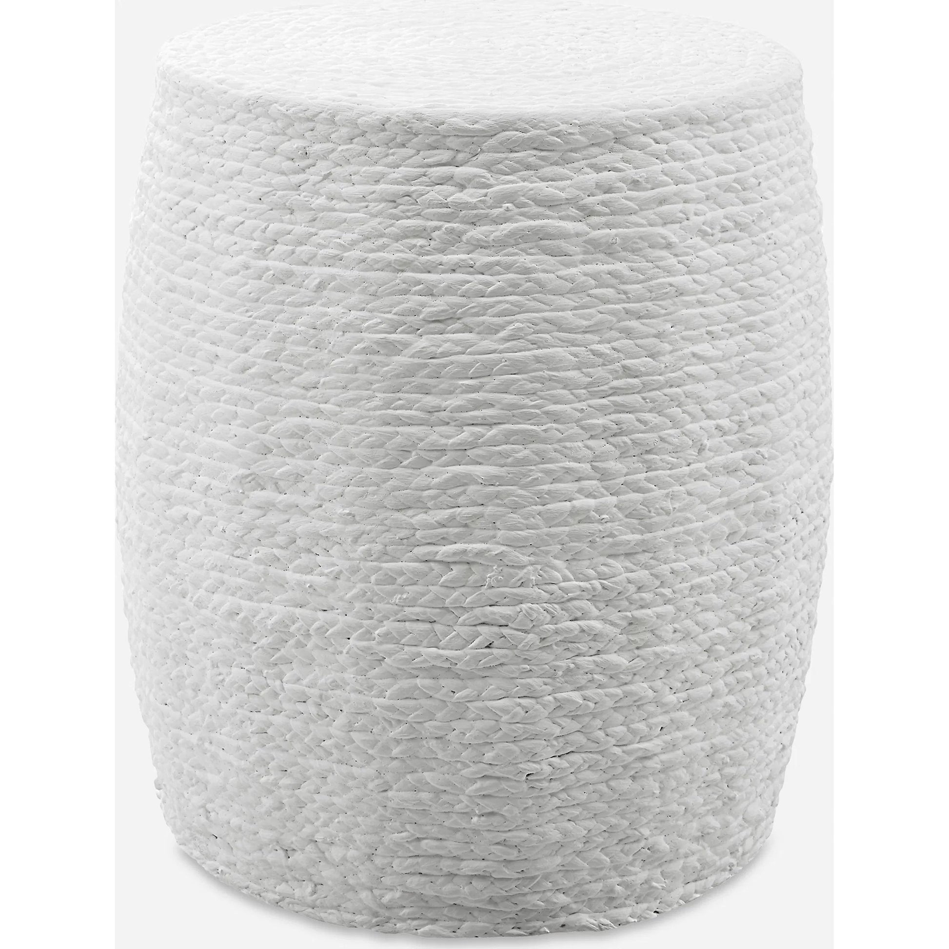 Resort Accent Stool by Uttermost. Made from mdf, straw rope, fir in a coastal style.