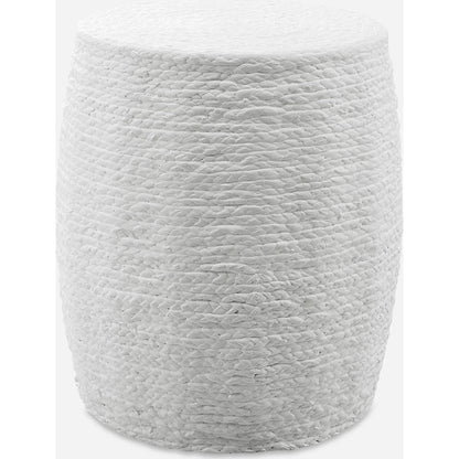 Resort Accent Stool by Uttermost. Made from mdf, straw rope, fir in a coastal style.