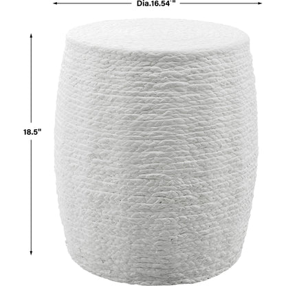 Resort Accent Stool by Uttermost. Made from mdf, straw rope, fir in a coastal style.